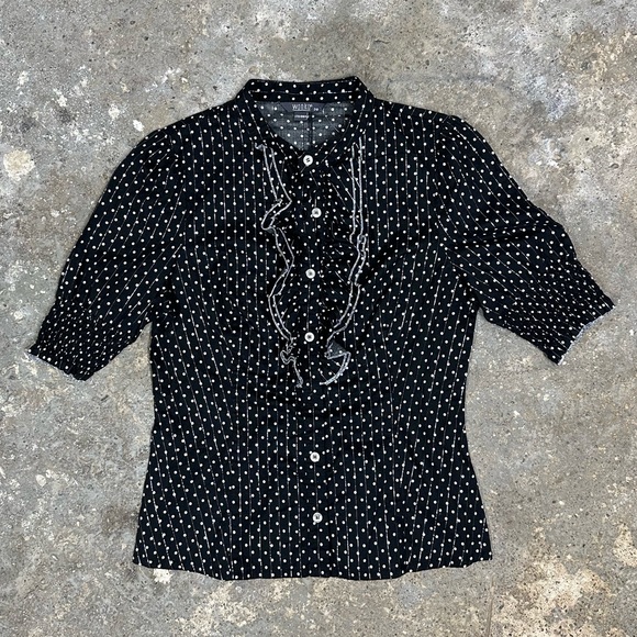 Vintage Black Polka Dot Stripe Shirt - Picture 2 of 8